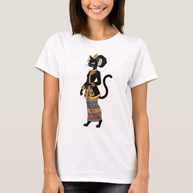 Elegant Batik Cat Queen Graphic Tee (Front)