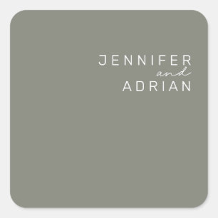Elegant Battleship Grey Minimal ﻿Modern Envelope  Square Sticker