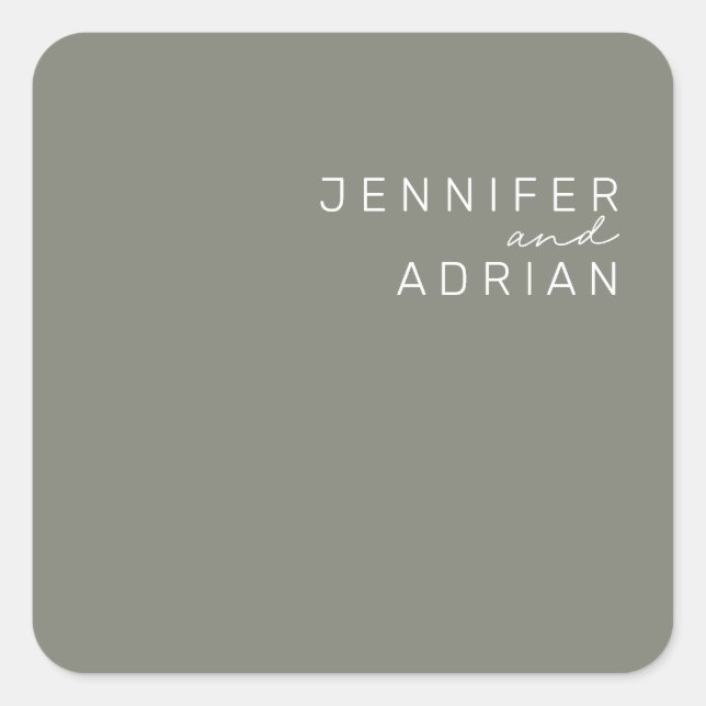 Elegant Battleship Grey Minimal ﻿Modern Envelope  Square Sticker (Front)