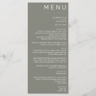 Elegant Battleship Grey Minimal Modern Wedding Menu