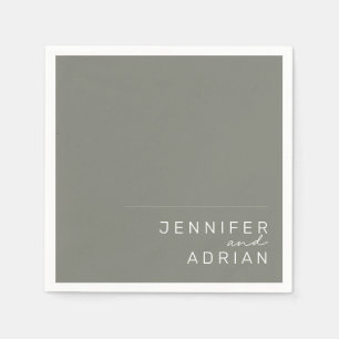 Elegant Battleship Grey Minimal Modern Wedding  Napkin
