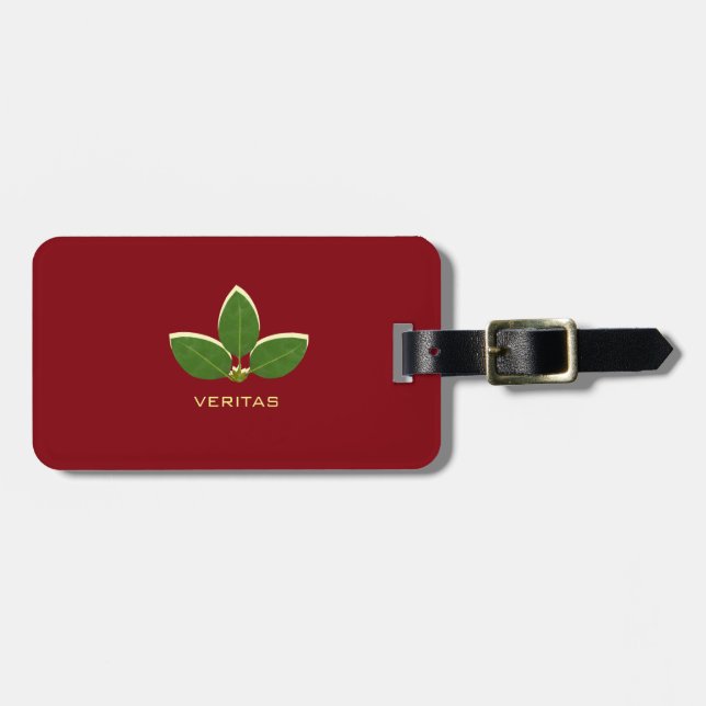 Elegant Bay Leaves on Burgundy Red Luggage Tag (Front Horizontal)