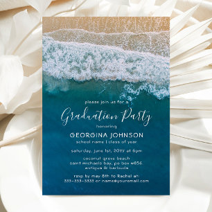 Elegant Beach Blue Ocean Graduation Party Invitation