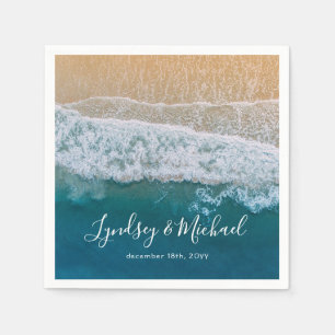 Elegant Beach Blue Ocean Wedding Napkin