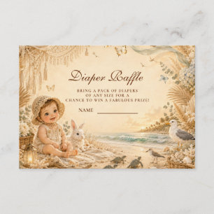 Elegant Beach Boho Diaper Raffle Enclosure Card