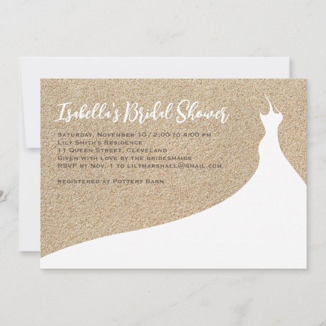 Elegant Beach Bridal Shower Invitation white (Front)