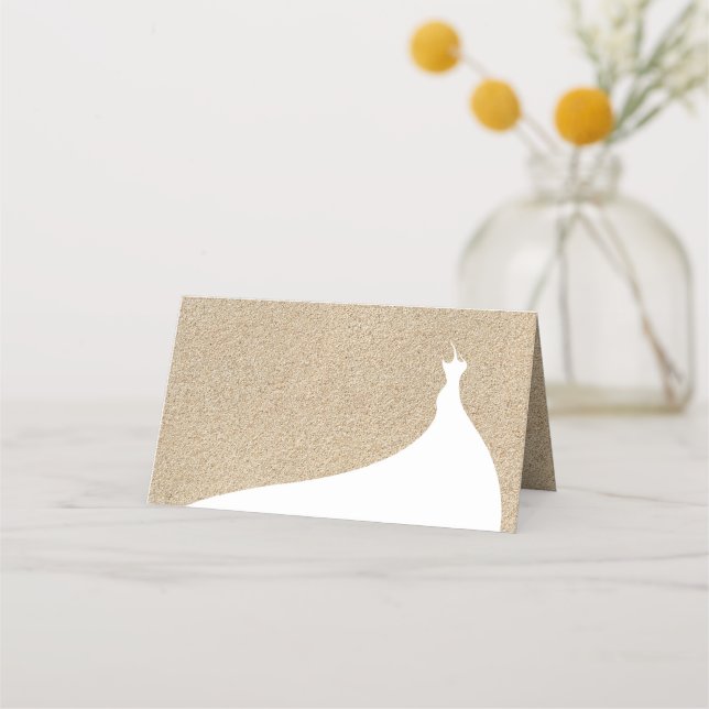 Elegant Beach Bridal Shower Place Card white (Front)