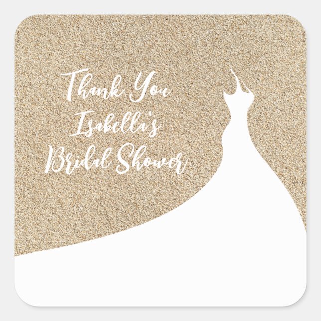 Elegant Beach Bridal Shower Sticker white (Front)