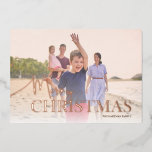 Elegant Beach Christmas Greetings<br><div class="desc">Chic holiday photo card features "merry Christmas , "  in foil hand lettered script typography as an overlay on your favourite beach or vacation photo.  just insert you own family beach pictures and personalise with your name</div>