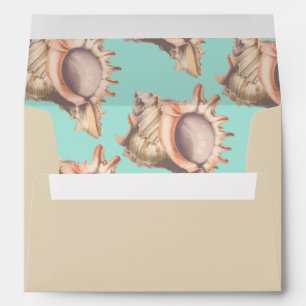 Elegant Beach Conch Shell Wedding Envelope