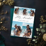 Elegant Beach Couple 5 Photo Feliz Navidad Holiday Card<br><div class="desc">Celebrate the season with our Elegant Feliz Navidad Holiday Card. This simple,  modern Spanish Christmas card features a minimalist design with calligraphy script,  perfect for sharing your beach photos. Send warm wishes with this stylish black and white Feliz Navidad card.</div>