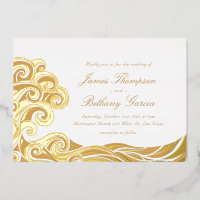 Elegant Beach Destination Foil Invitation
