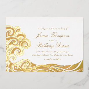 Elegant Beach Destination Foil Invitation