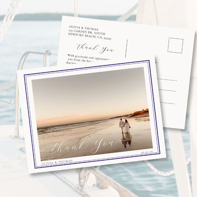 Elegant Beach Destination Nautical Wedding Photo Postcard (Creator Uploaded)