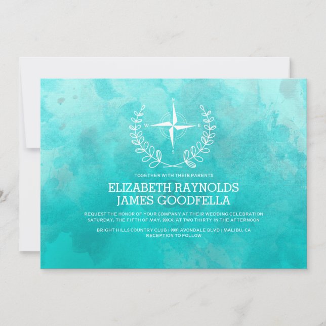 Elegant Beach Destination Wedding Invitations (Front)
