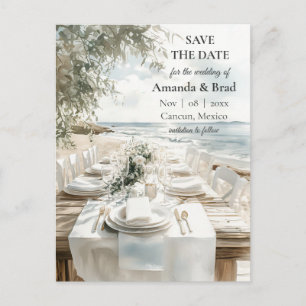 Elegant Beach Destination Wedding Save the Date Holiday Postcard