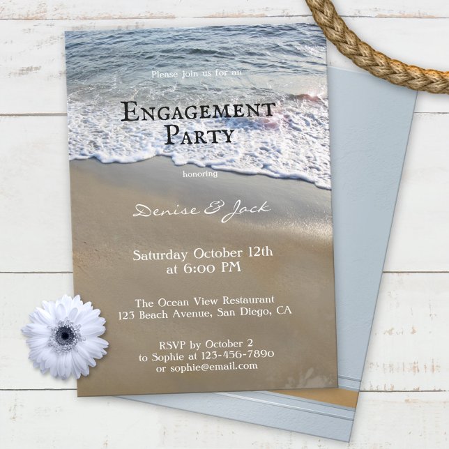 Elegant Beach Engagement Party Invitation (Creator Uploaded)