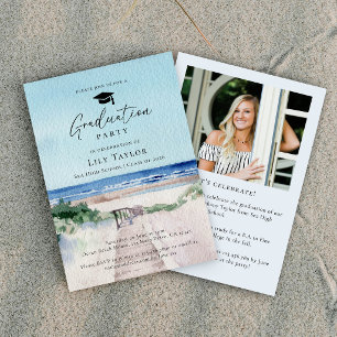 Elegant Beach Graduation Party Invitation