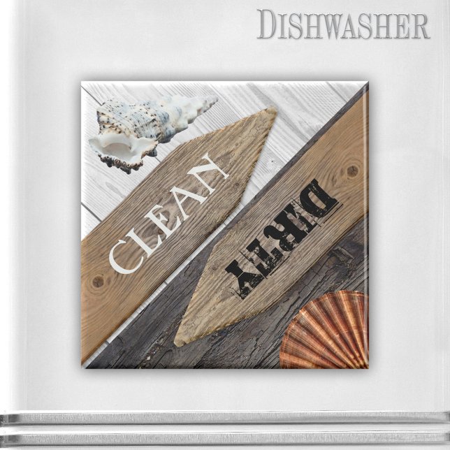 Elegant Beach House Dishwasher Magnet (Dishwasher magnet featuring an elegant drift wood design with shells - beach house style)