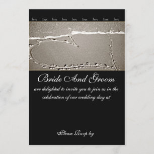 Elegant Beach Love Heart Wedding Invitation