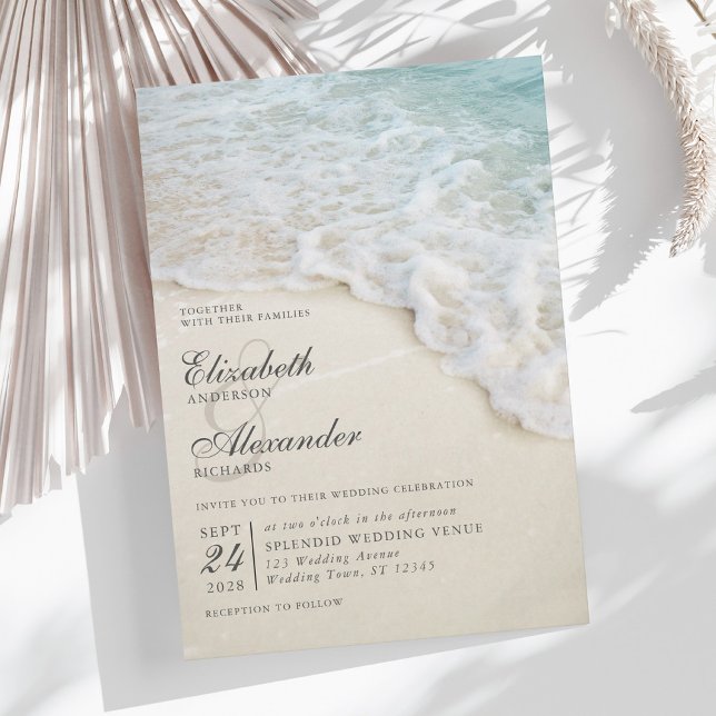 Elegant Beach Ocean Destination Wedding Invitation (Creator Uploaded)