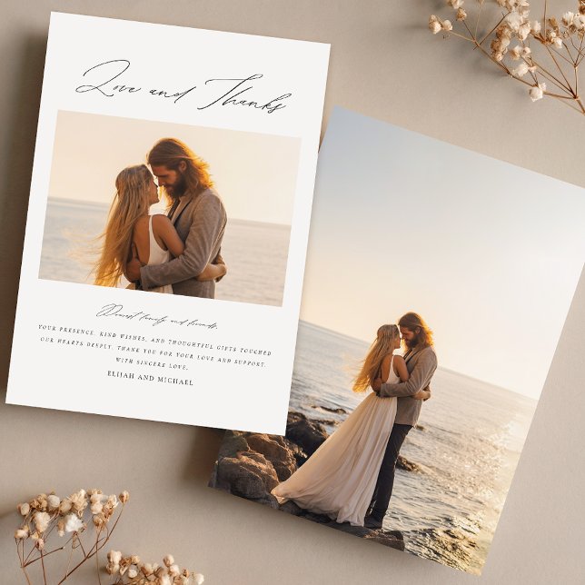 Elegant Beach Photo Wedding  Thank You Card (Creator Uploaded)