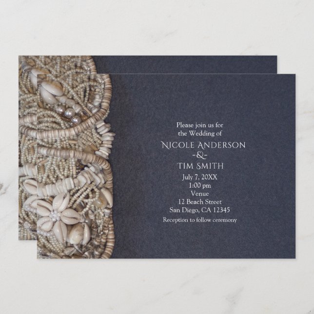 Elegant Beach Puka Shells Wedding Invitations (Front/Back)