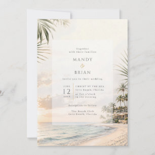Elegant Beach Resort Destination Wedding Photo Invitation