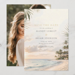 Elegant Beach Resort Destination Wedding Photo Save The Date