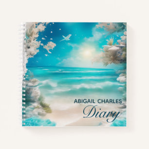 Elegant beach scene diary notebook