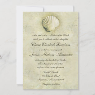 Elegant Beach Seashell 5x7 Wedding Invitation
