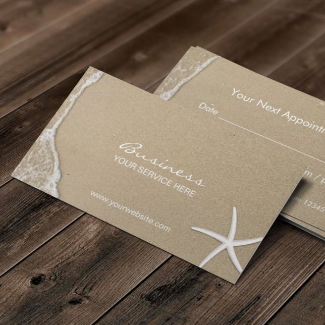 Elegant Beach & Starfish Appointment Reminder Card (Creator Uploaded)