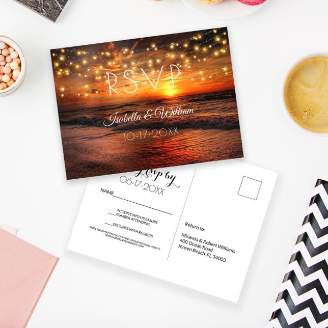 Elegant Beach Summer Wedding RSVP Postcard (Creator Uploaded)