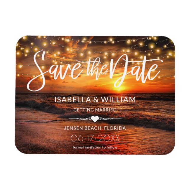 Elegant Beach Summer Wedding Save the Date Magnet (Horizontal)