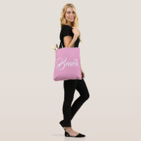 Elegant Beach Text Mark Soft Pink Tote Design