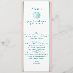 Elegant Beach Theme Sea Shell Wedding Table Menu