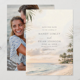 Elegant Beach Tropical Destination Wedding Photo Save The Date
