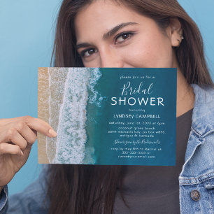 Elegant Beach Tropical Ocean Bridal Shower Invitation