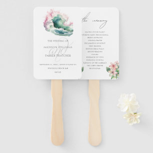 Elegant Beach Tropical Wedding Program Hand Fan