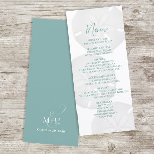 Elegant Beach Watercolor Sand Dollar Wedding Menu