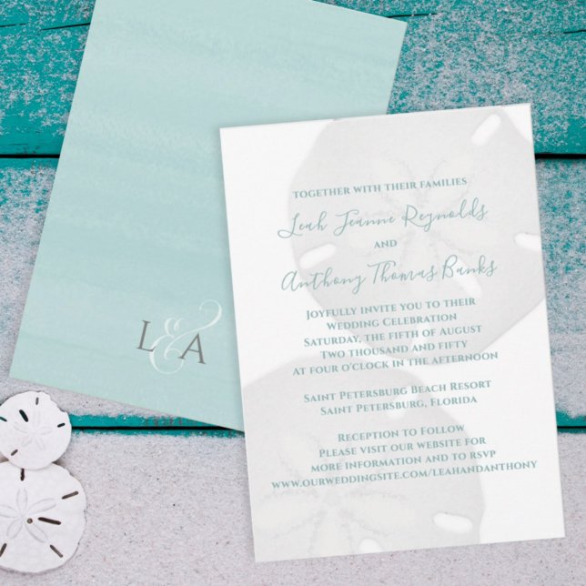 Elegant Beach Watercolor Tropical Sand Dollar Invitation (Creator Uploaded)