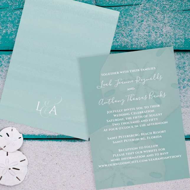 Elegant Beach Watercolor Tropical Sand Dollar Invitation (Creator Uploaded)