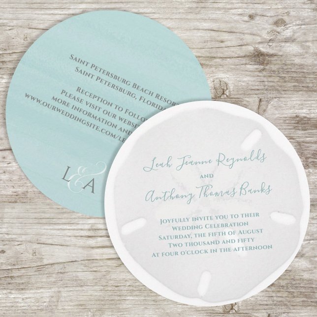 Elegant Beach Watercolor Tropical Sand Dollar  Invitation (Creator Uploaded)