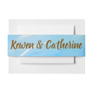 Elegant Beach Watercolor Wedding Invitation Belly Band