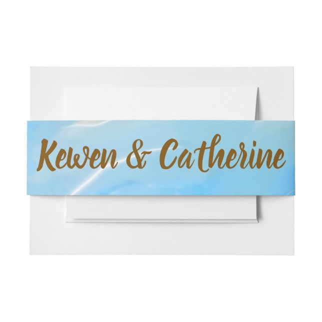 Elegant Beach Watercolor Wedding Invitation Belly Band (Front Example)