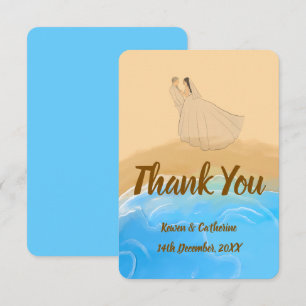 Elegant Beach Watercolor Wedding Thank You Card