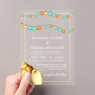 Elegant Beach Wedding Acrylic Invitations