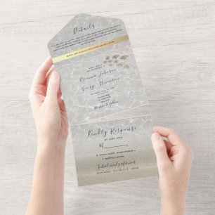 Elegant Beach Wedding All In One Invitation