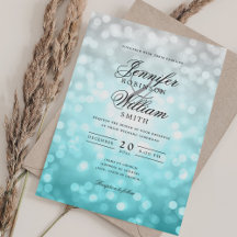 Elegant Beach Wedding Bokeh Lights QR RSVP