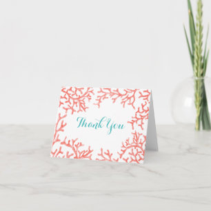 Elegant Beach Wedding Coral Reef Thank You Card